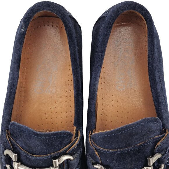 Salvatore Ferragamo Italy Parigi Gancini Men's 9 Blue Suede Dress Shoes Loafers - Picture 6 of 11